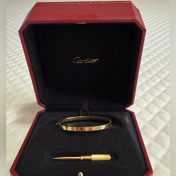 Cartier Jewelry - Love Bracelet, Small Model in Y-G 16 VIDEO BELOW 

Comes w/ box, authentic card